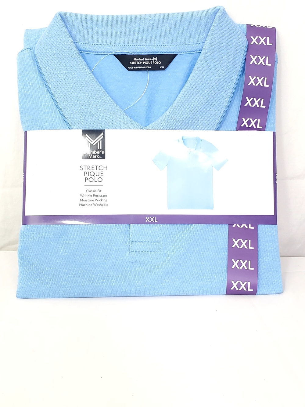 Member's Mark Light Blue Stretch Pique Polo - Men's XXL
